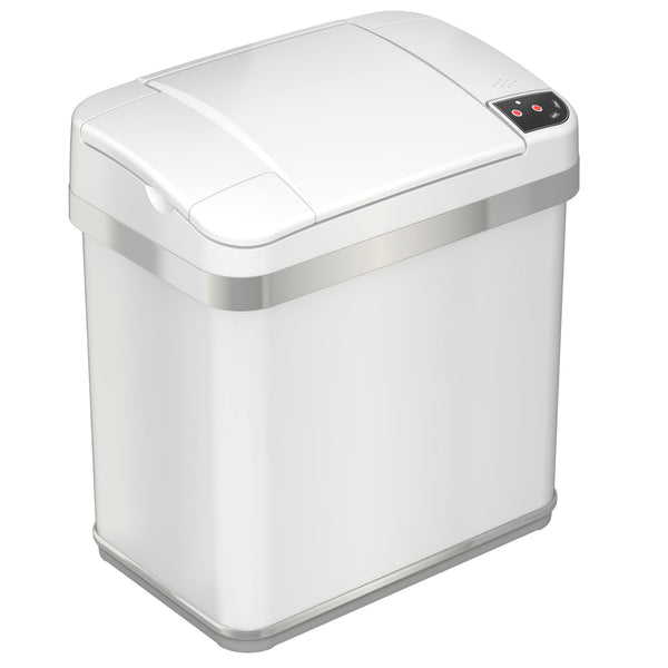 itouchless 2.5 Gallon / 10 Liter Self-Contained Electric-Motor Sensor Trash Can with AbsorbX (White)