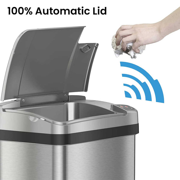 Itouchless 2.5 Gallon / 10 Liter Self-Contained Electric-Motor Sensor Trash Can With AbsorbX (Silver)