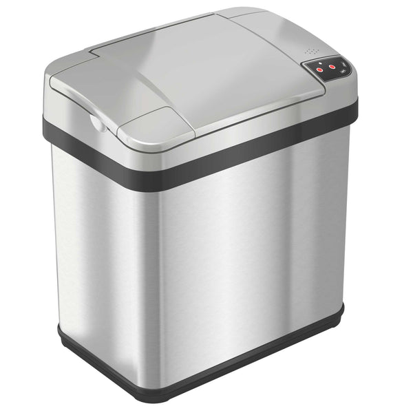 itouchless 2.5 Gallon / 10 Liter Self-Contained Electric-Motor Sensor Trash Can with AbsorbX (Silver)