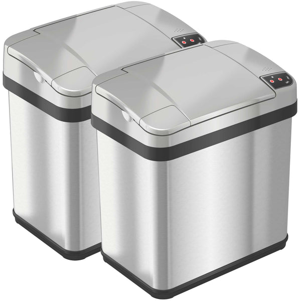 itouchless 2.5 Gallon / 10 Liter Self-Contained Electric-Motor Sensor Bathroom Trash Can with AbsorbX and Fragrance (2-Pack)
