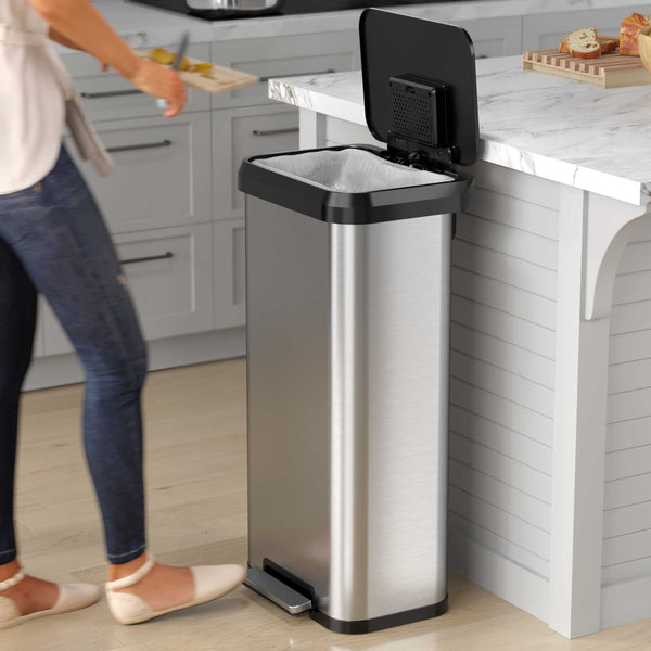 Itouchless 20 Gallon / 75 Liter SoftStep EXP Composite Step Pedal Kitchen Trash Can With AbsorbX