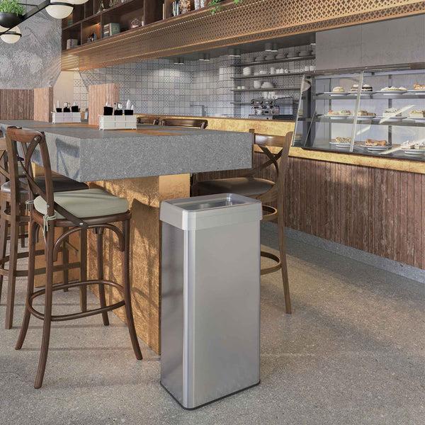 Itouchless 21 Gallon / 80 Liter Composite Rectangular Open Top Kitchen Trash Can With Wheels And Dual AbsorbX