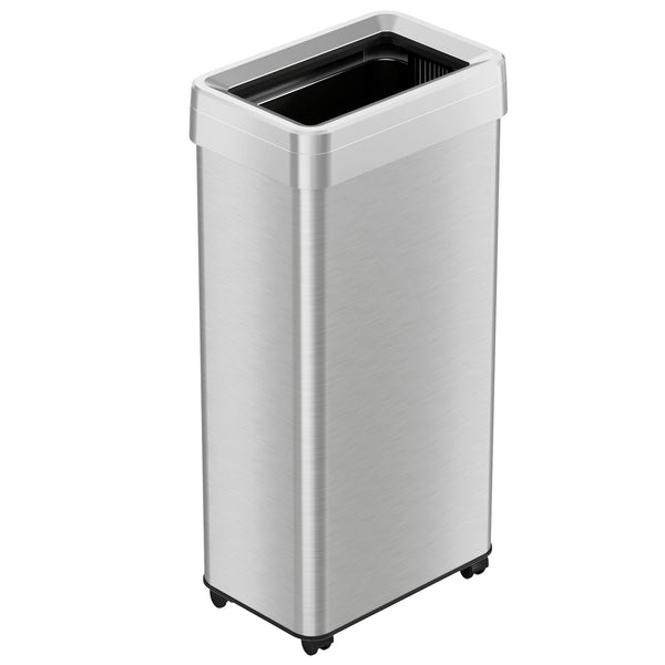 itouchless 21 Gallon / 80 Liter Composite Rectangular Open Top Kitchen Trash Can with Wheels and Dual AbsorbX