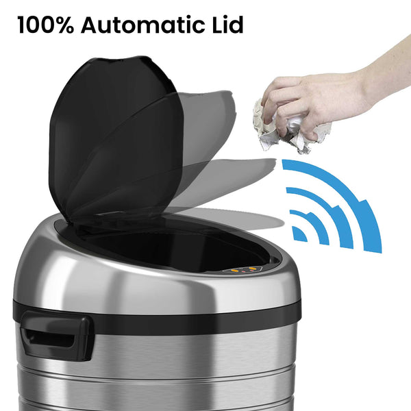 Itouchless 23 Gallon / 87 Liter Self-Contained Electric-Motor Sensor Kitchen Trash Can With Wheels And AbsorbX