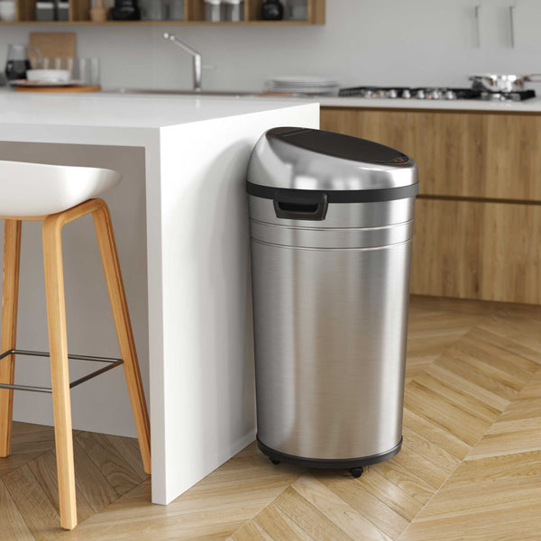 Itouchless 23 Gallon / 87 Liter Self-Contained Electric-Motor Sensor Kitchen Trash Can With Wheels And AbsorbX