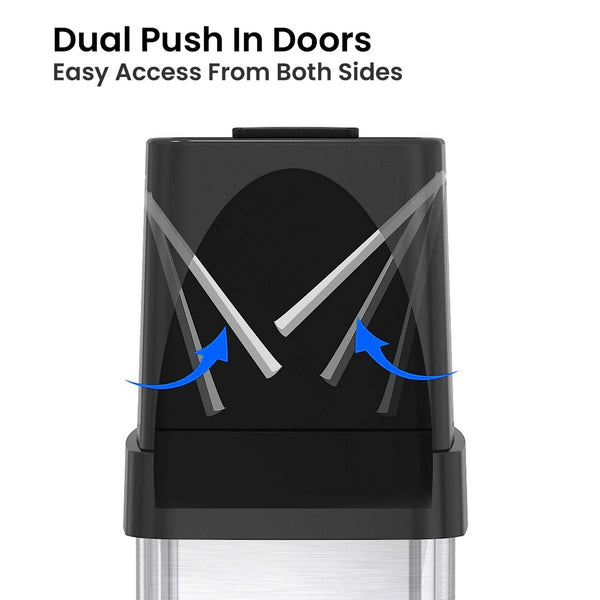 Itouchless 24 Gallon / 91 Liter Composite Dual Push Door Kitchen Trash Can With Wheels And AbsorbX