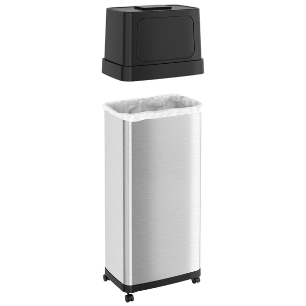 Itouchless 24 Gallon / 91 Liter Composite Dual Push Door Kitchen Trash Can With Wheels And AbsorbX