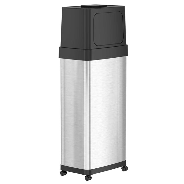 itouchless 24 Gallon / 91 Liter Composite Dual Push Door Kitchen Trash Can with Wheels and AbsorbX