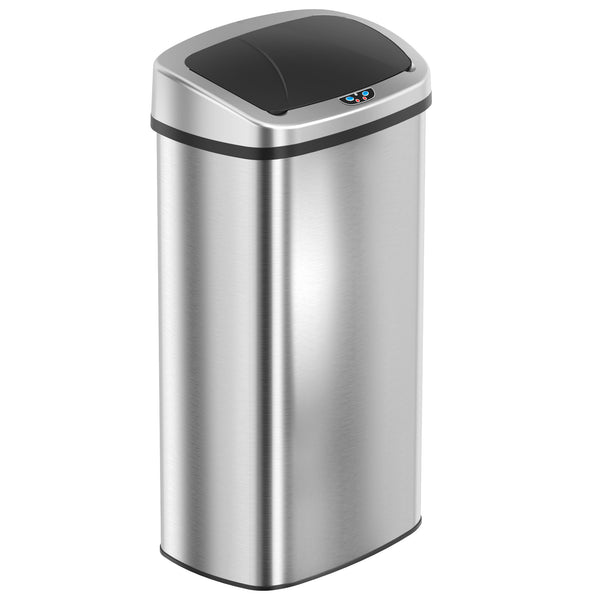 itouchless 24 Gallon Self-Contained Electric-Motor Sensor Kitchen Trash Can with AbsorbX – Oval Touchless Trash Bin