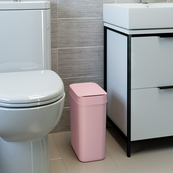 Itouchless 3 Gallon / 10 Liter Pink Plastic Self-Contained Electric-Motor Sensor Bathroom Trash Can