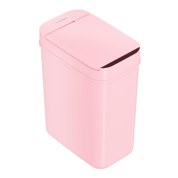 itouchless 3 Gallon / 10 Liter Pink Plastic Self-Contained Electric-Motor Sensor Bathroom Trash Can