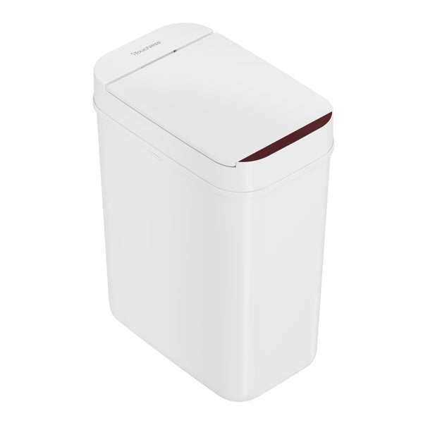 itouchless 3 Gallon / 10 Liter White Plastic Self-Contained Electric-Motor Sensor Bathroom Trash Can