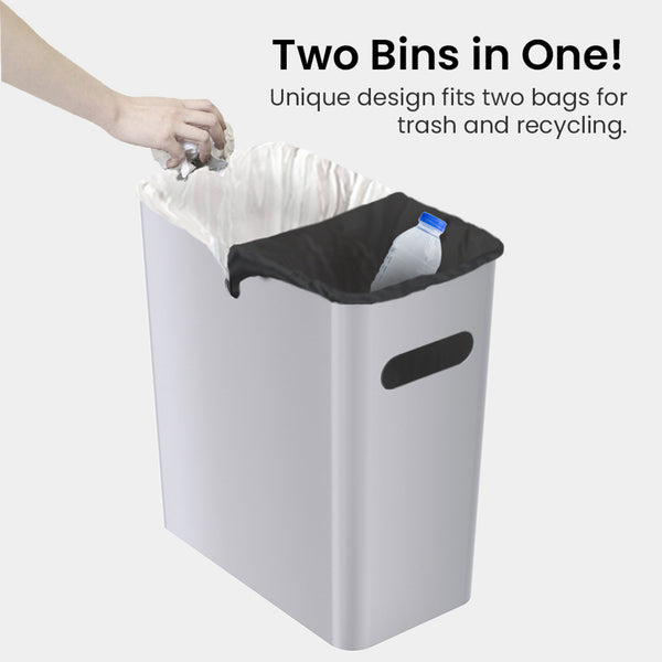 Itouchless 4.2 Gallon / 16 Liter SlimGiant Metallic Silver Wastebasket