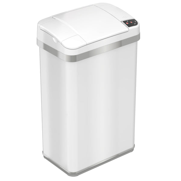 itouchless 4 Gallon / 15 Liter Self-Contained Electric-Motor Sensor Trash Can with AbsorbX (White)
