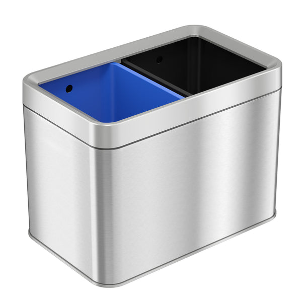 itouchless 5.3 Gallon / 20 Liter Dual Compartment Composite Open Top Kitchen Trash Can & Recycle Bin Combo