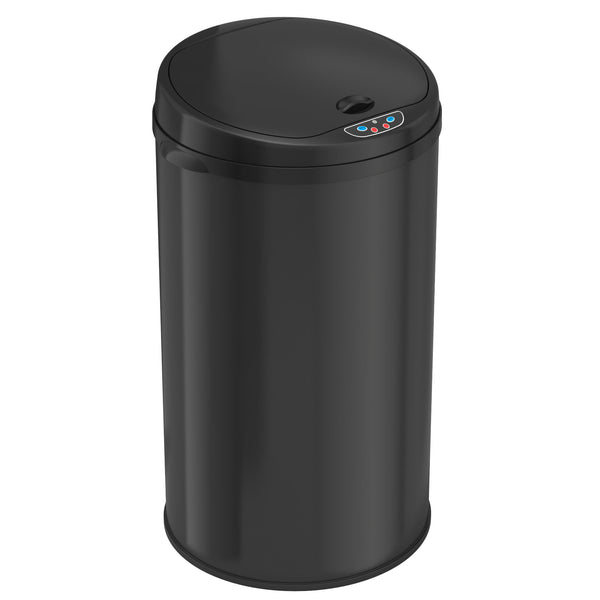 itouchless 8 Gallon / 30 Liter Round Self-Contained Electric-Motor Sensor Trash Can with AbsorbX (Black)