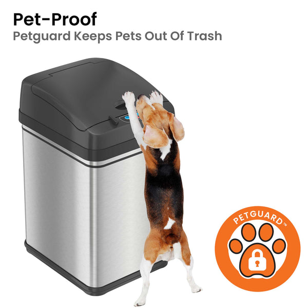 Itouchless 8 Gallon / 30 Liter Self-Contained Electric-Motor Sensor Kitchen Trash Can With Pet-Proof Lid And AbsorbX