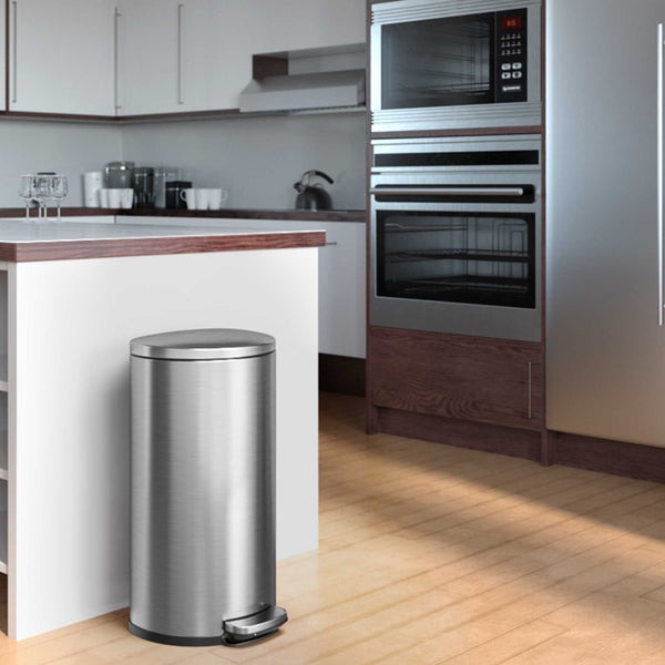 Itouchless 8 Gallon / 30 Liter SoftStep Semi-Round Composite Step Trash Can With AbsorbX