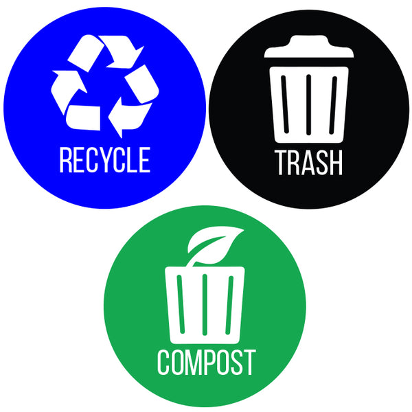 itouchless Recycle Trash & Compost Premium Vinyl Stickers 3"