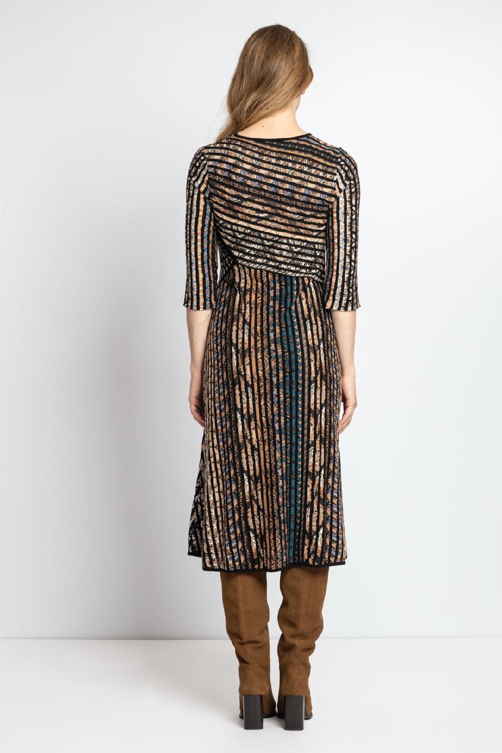 Ivko Woman Asymmetric Dress Ornament Pattern Almond