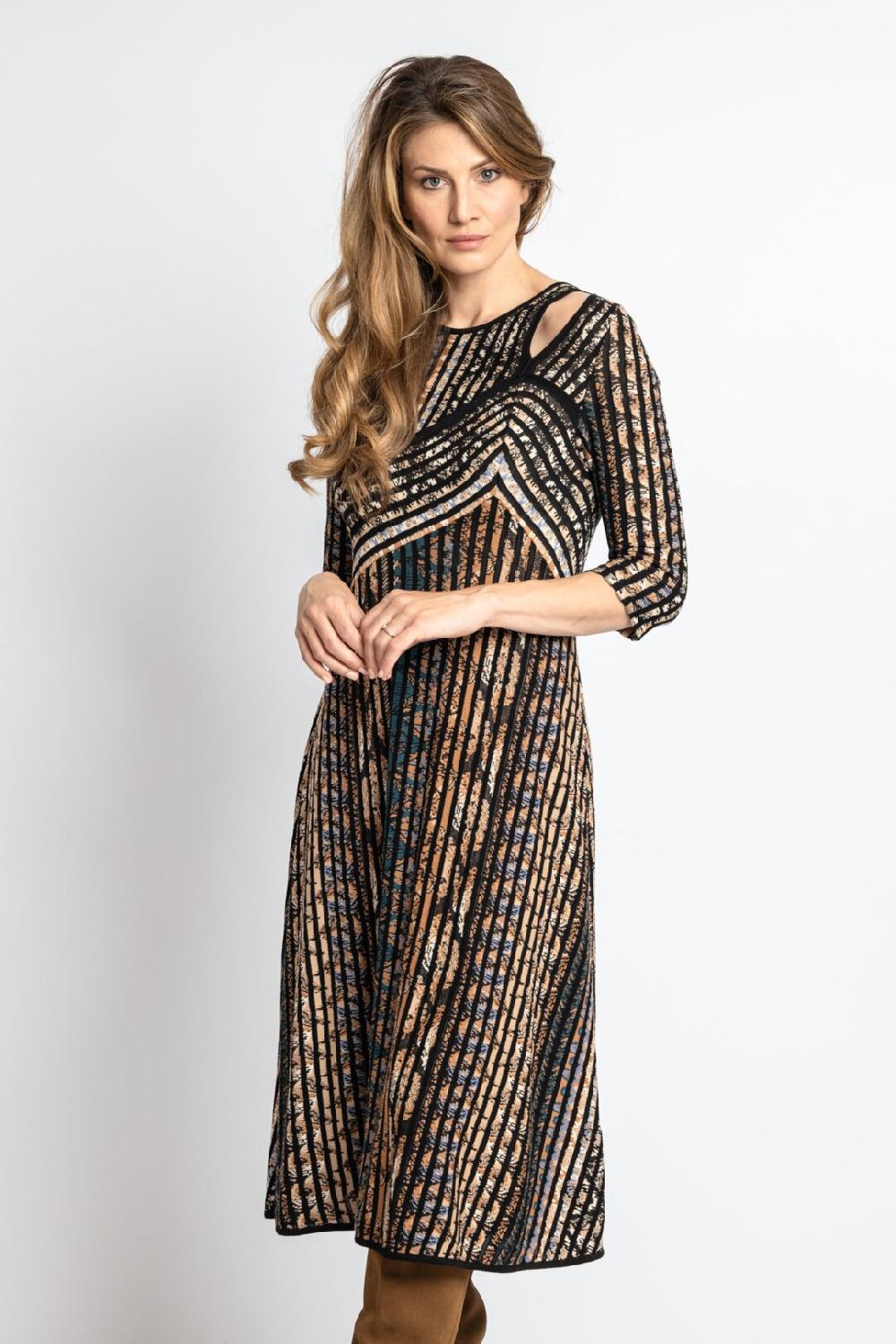 Ivko Woman Asymmetric Dress Ornament Pattern Almond