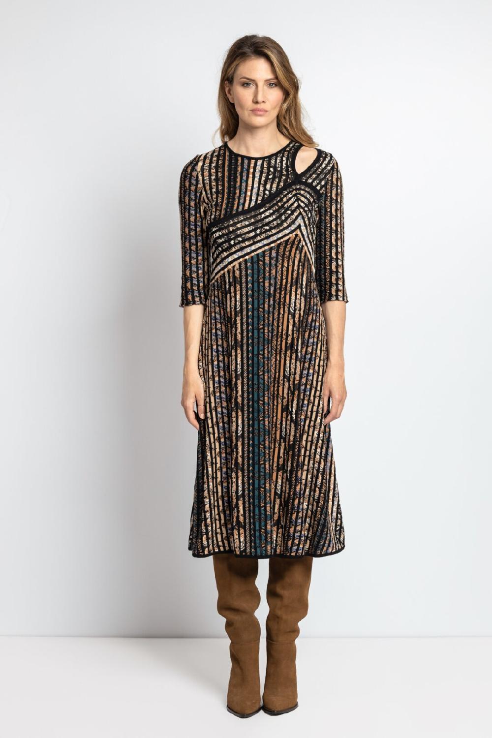 ivko woman Asymmetric Dress Ornament Pattern Almond