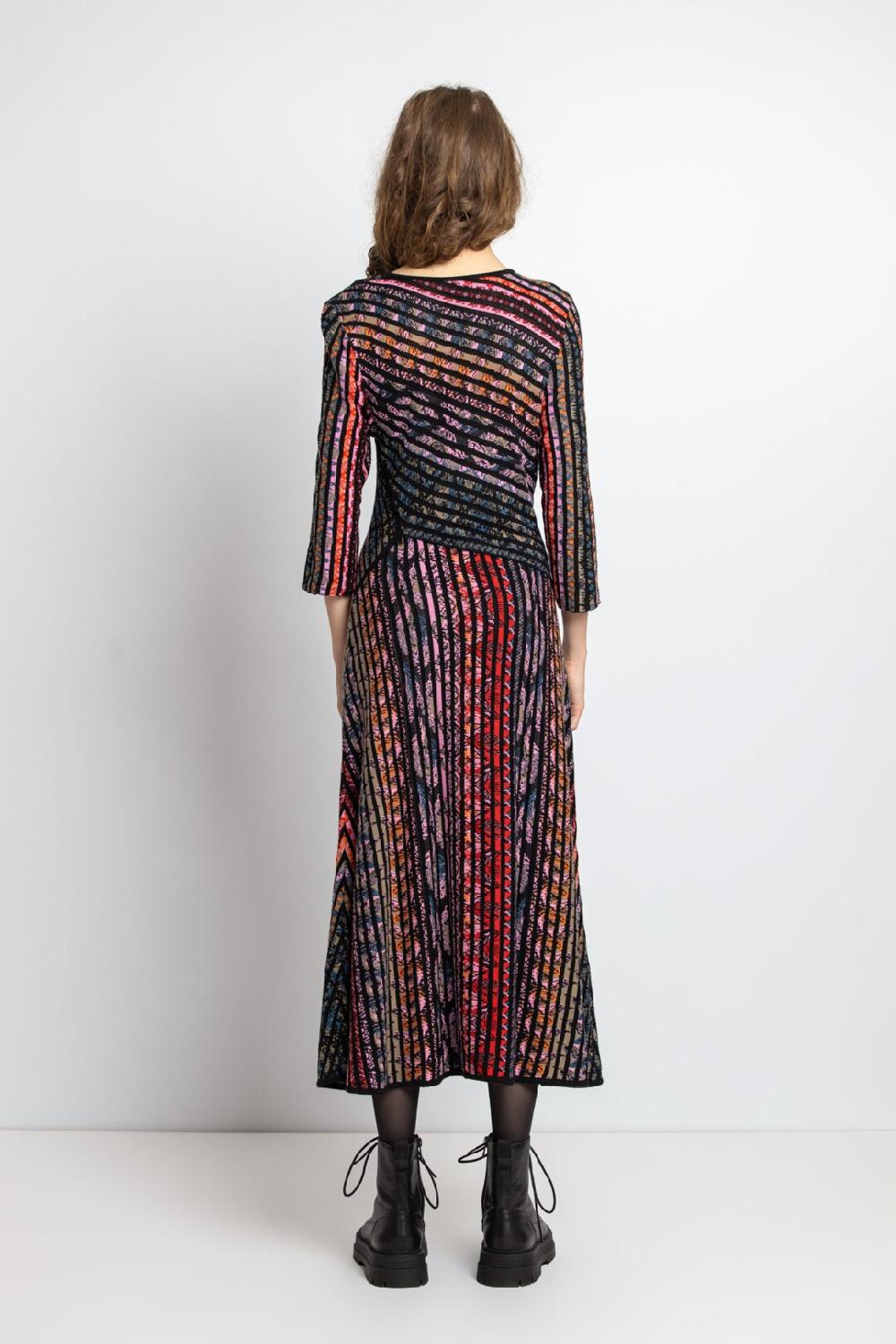 Ivko Woman Asymmetric Dress Ornament Pattern Blue-gray