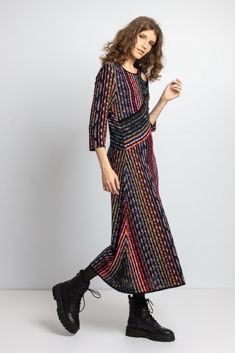 Ivko Woman Asymmetric Dress Ornament Pattern Blue-gray