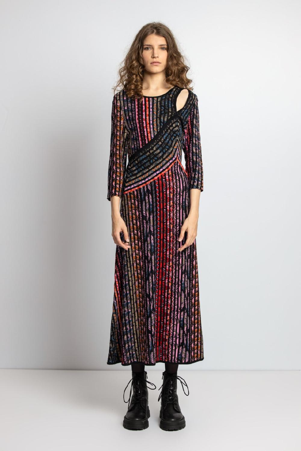 ivko woman Asymmetric Dress Ornament Pattern blue-gray