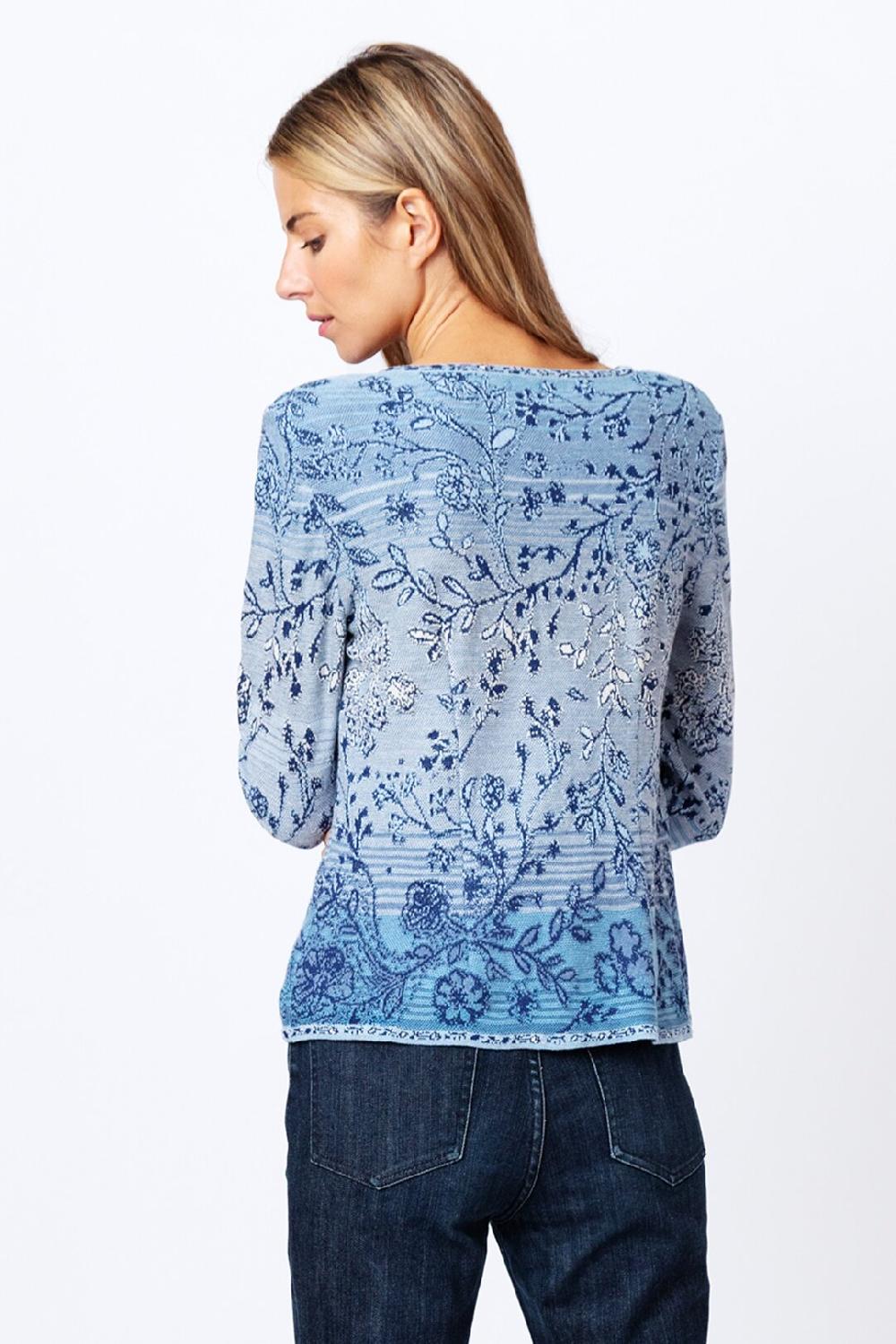 Ivko Woman Brocade Cardigan Herba Pattern StoneBlue