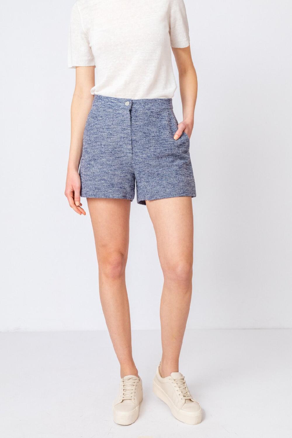 Ivko Woman Bermuda Shorts Herba Motif StoneBlue
