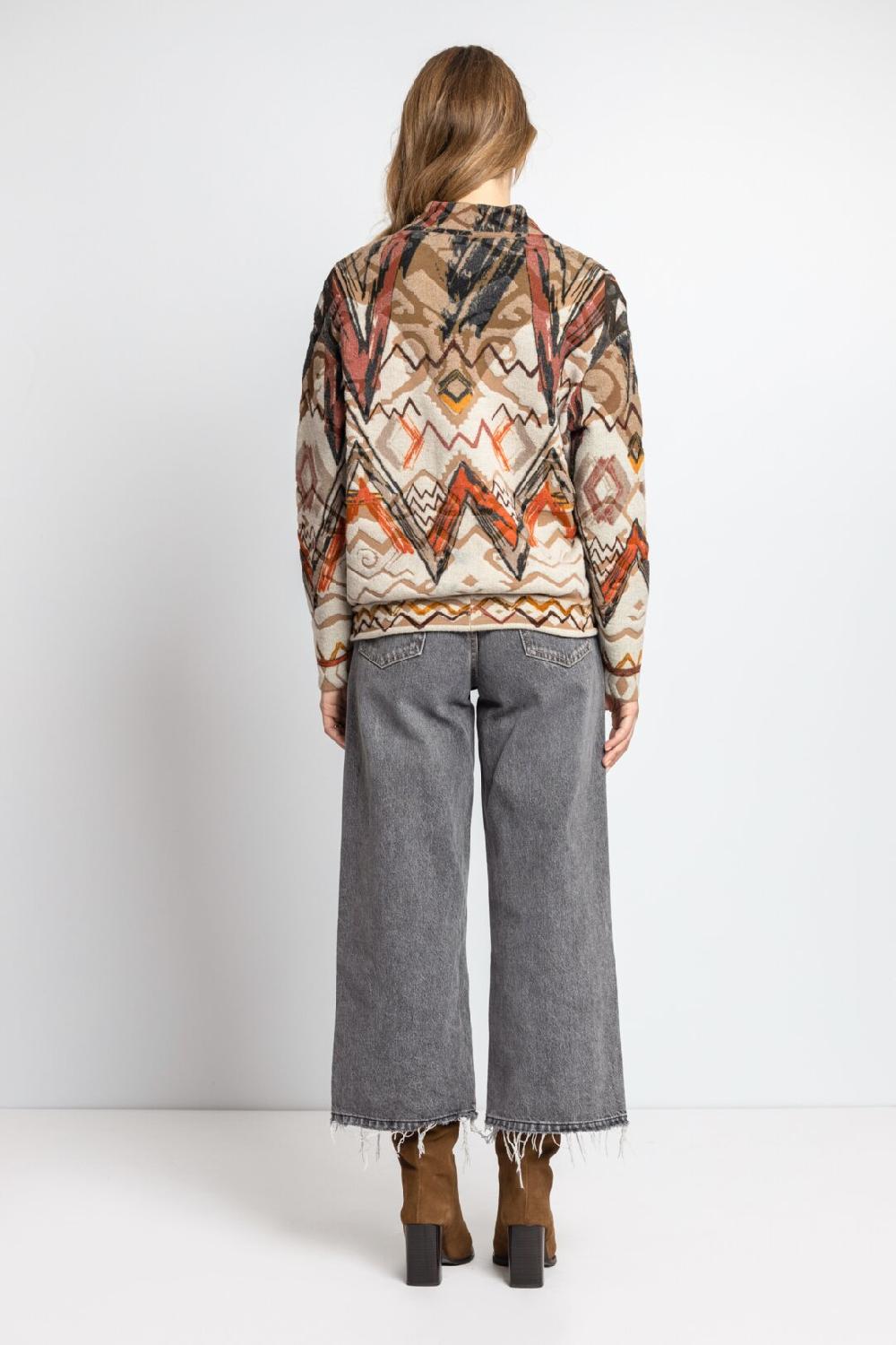Ivko Woman Bomber Jacket Artistic Pattern Nougat