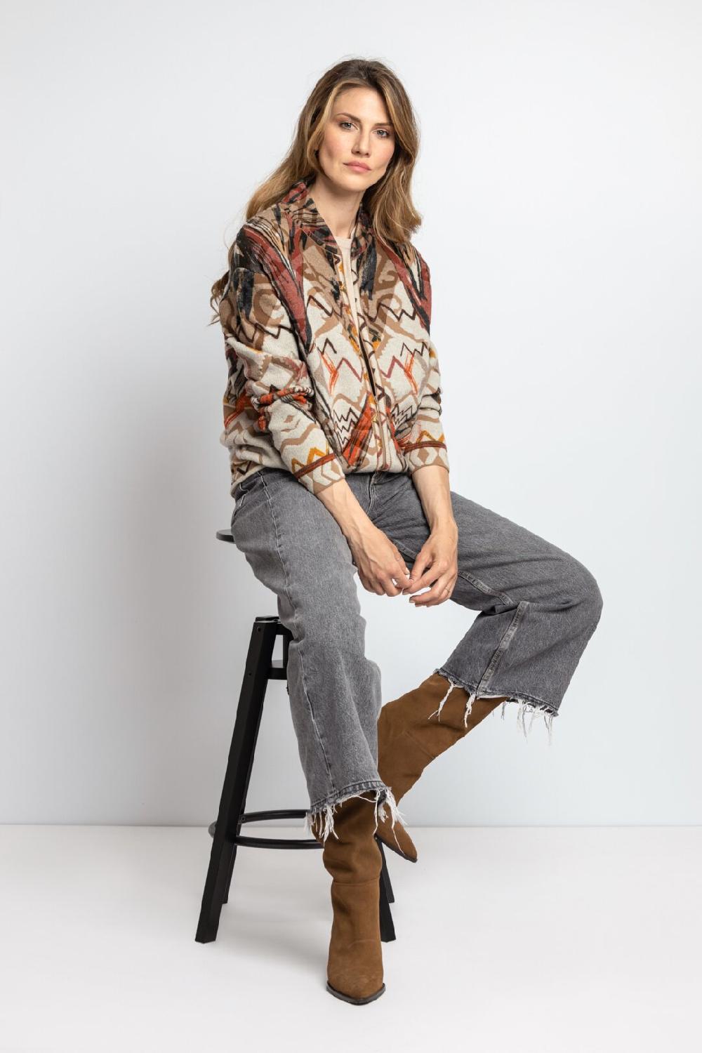 ivko woman Bomber Jacket Artistic Pattern Nougat