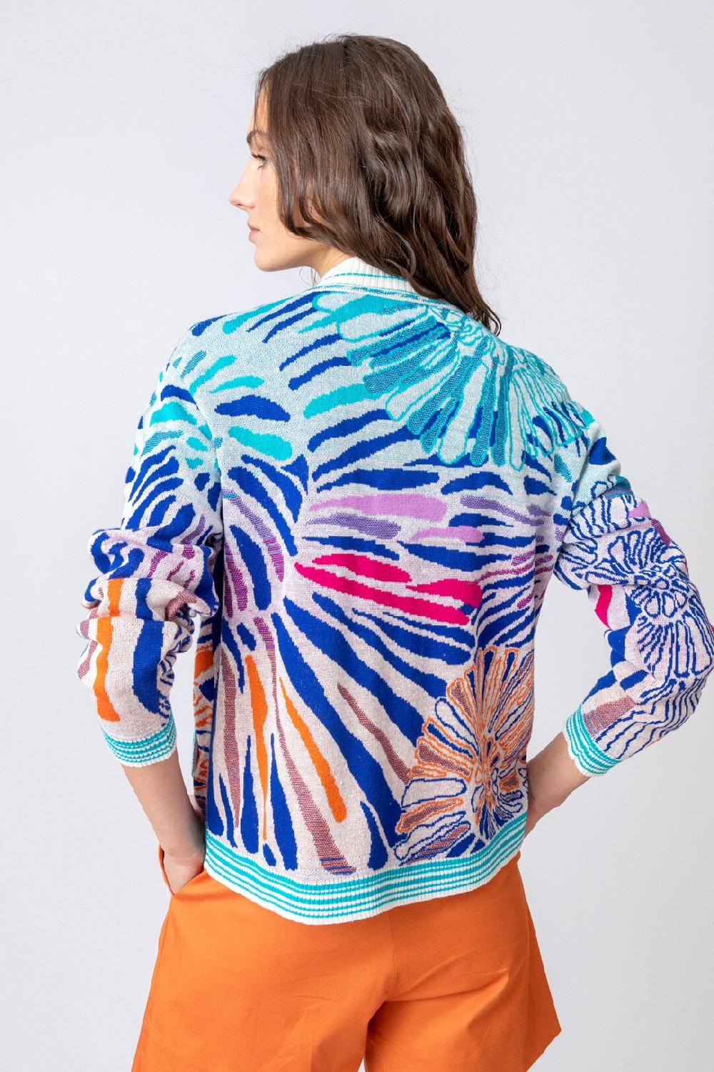 Ivko Woman Bomber Jacket Sea Shell Motif Blue