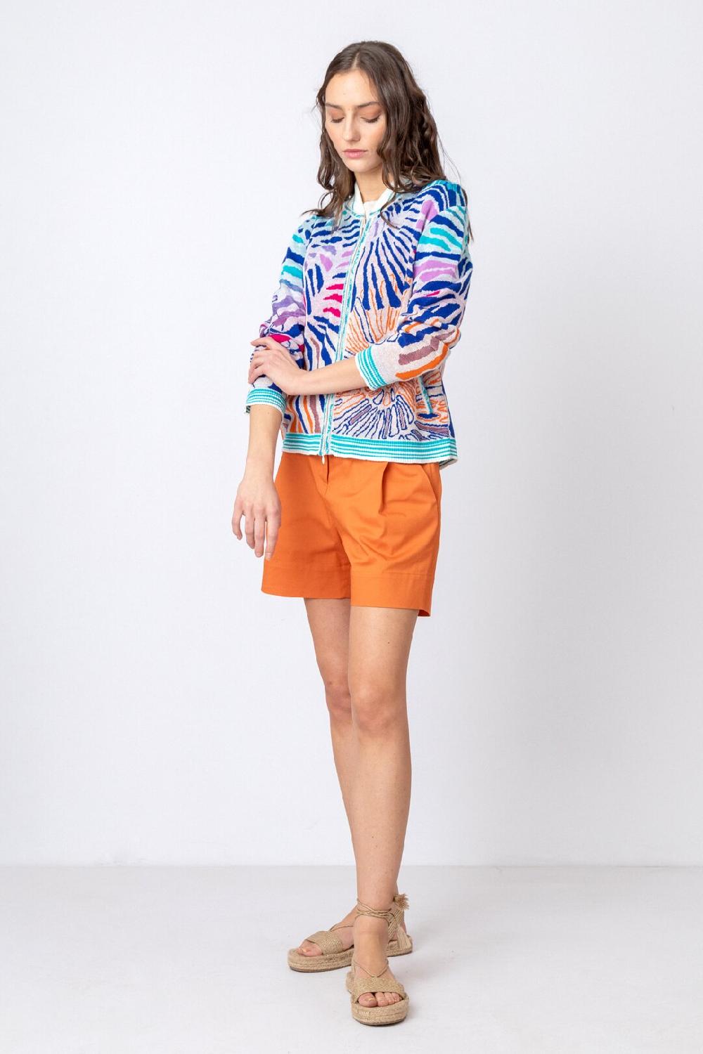 ivko woman Bomber Jacket Sea Shell Motif Blue