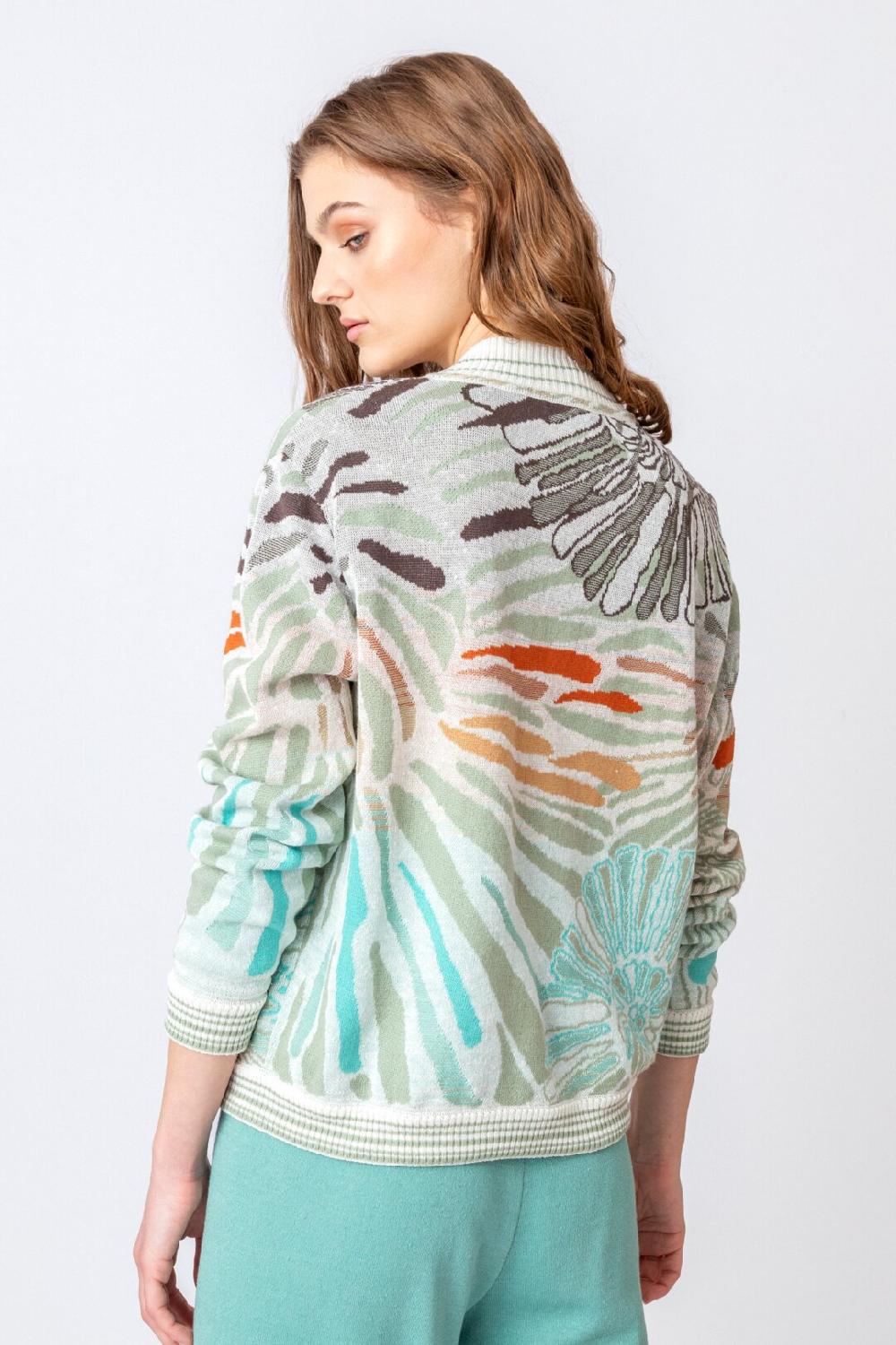 Ivko Woman Bomber Jacket Sea Shell Motif Off-White