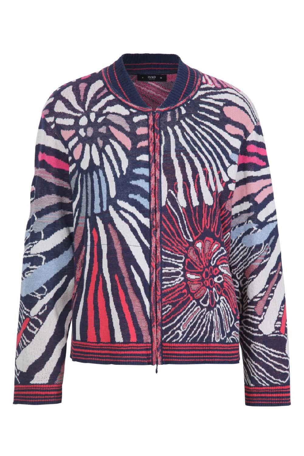 Ivko Woman Bomber Jacket Sea Shell Motif StoneBlue