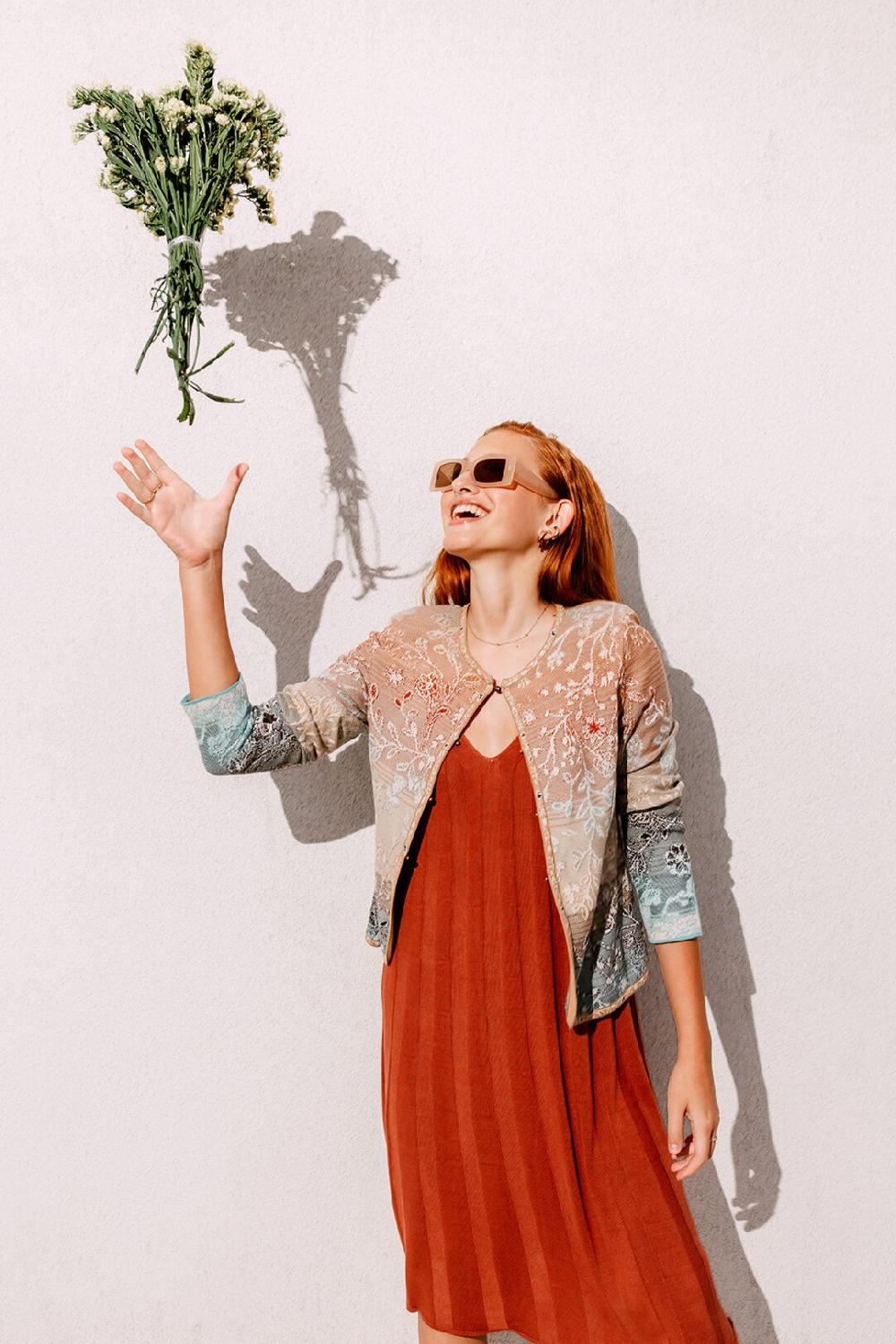 ivko woman Brocade Cardigan Herba Pattern Beige