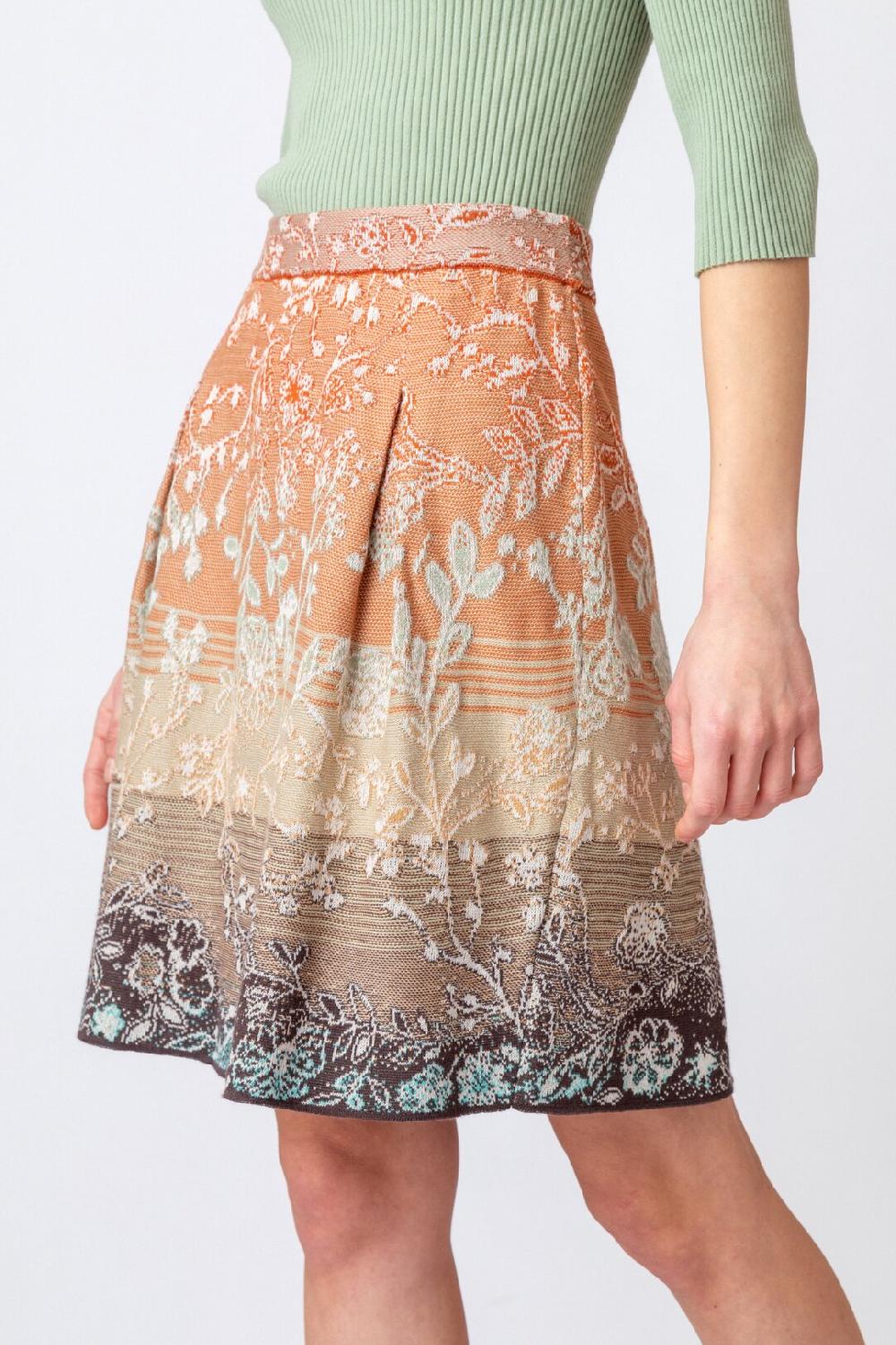 Ivko Woman Brocade Skirt Herba Pattern Beige
