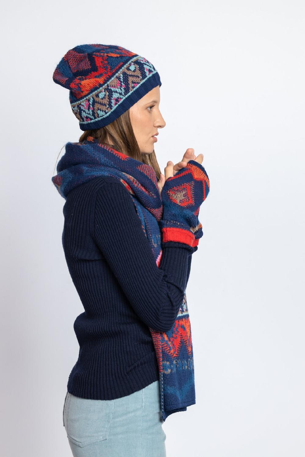 Ivko Woman Cap Artistic Pattern Navy