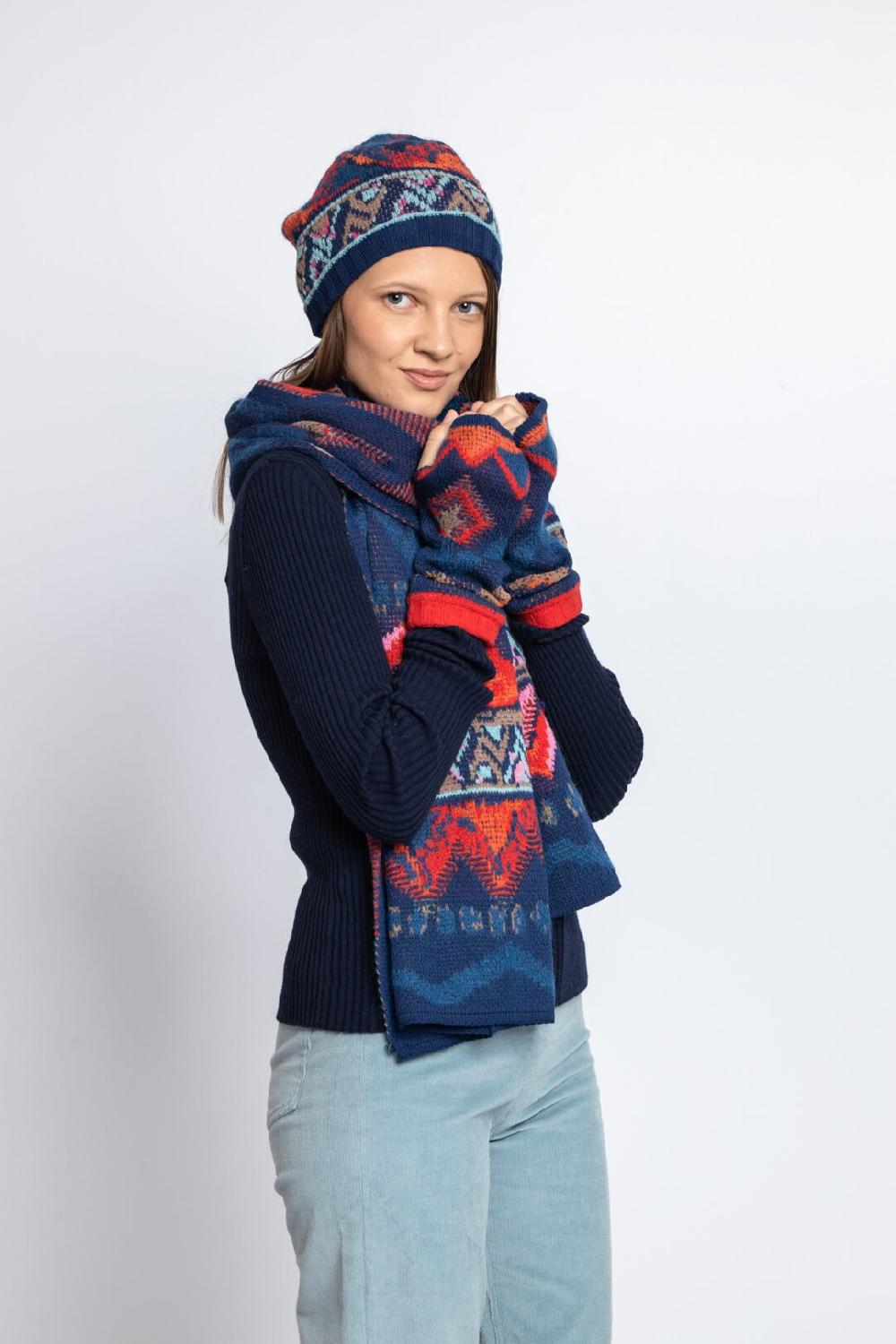 Ivko Woman Cap Artistic Pattern Navy