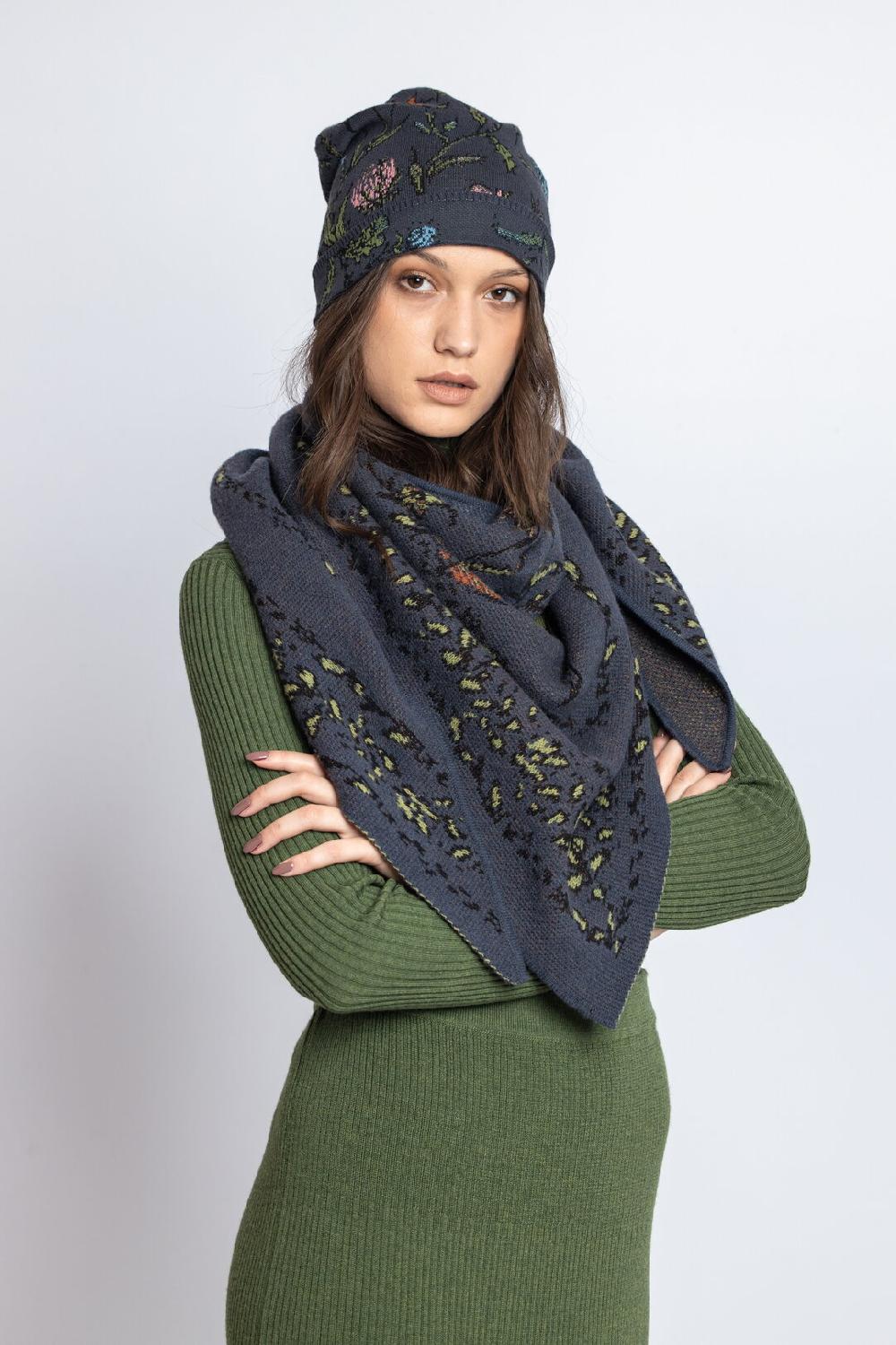 Ivko Woman Cap Floral Pattern Anthracite