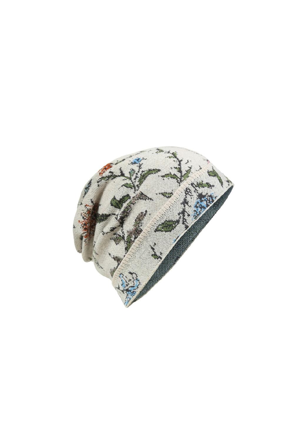 ivko woman Cap Floral Pattern Off-White