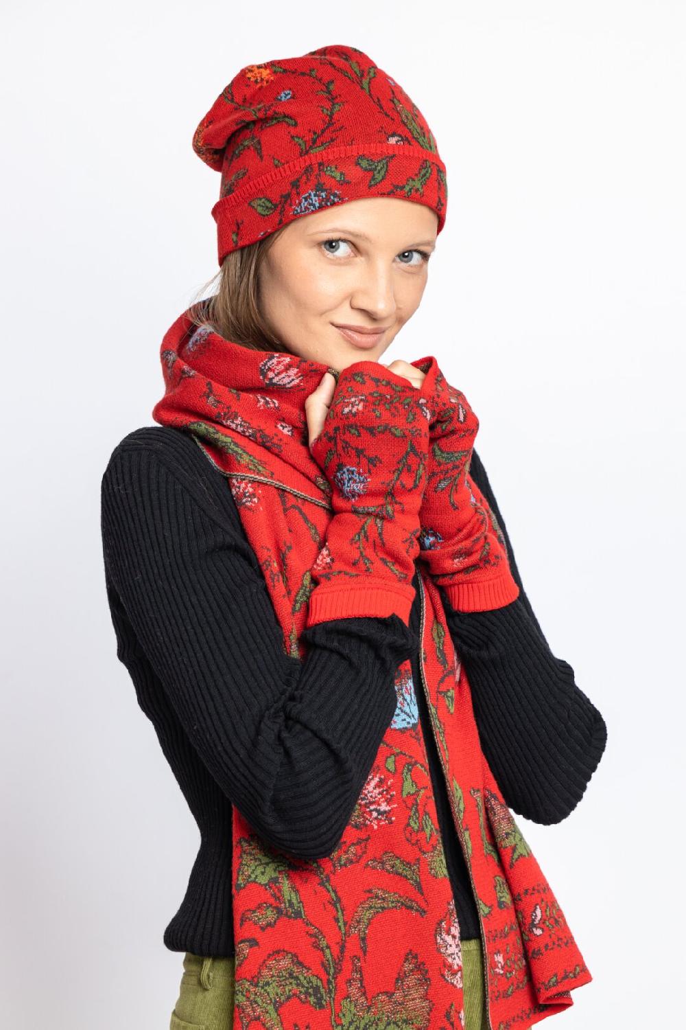Ivko Woman Cap Floral Pattern Red