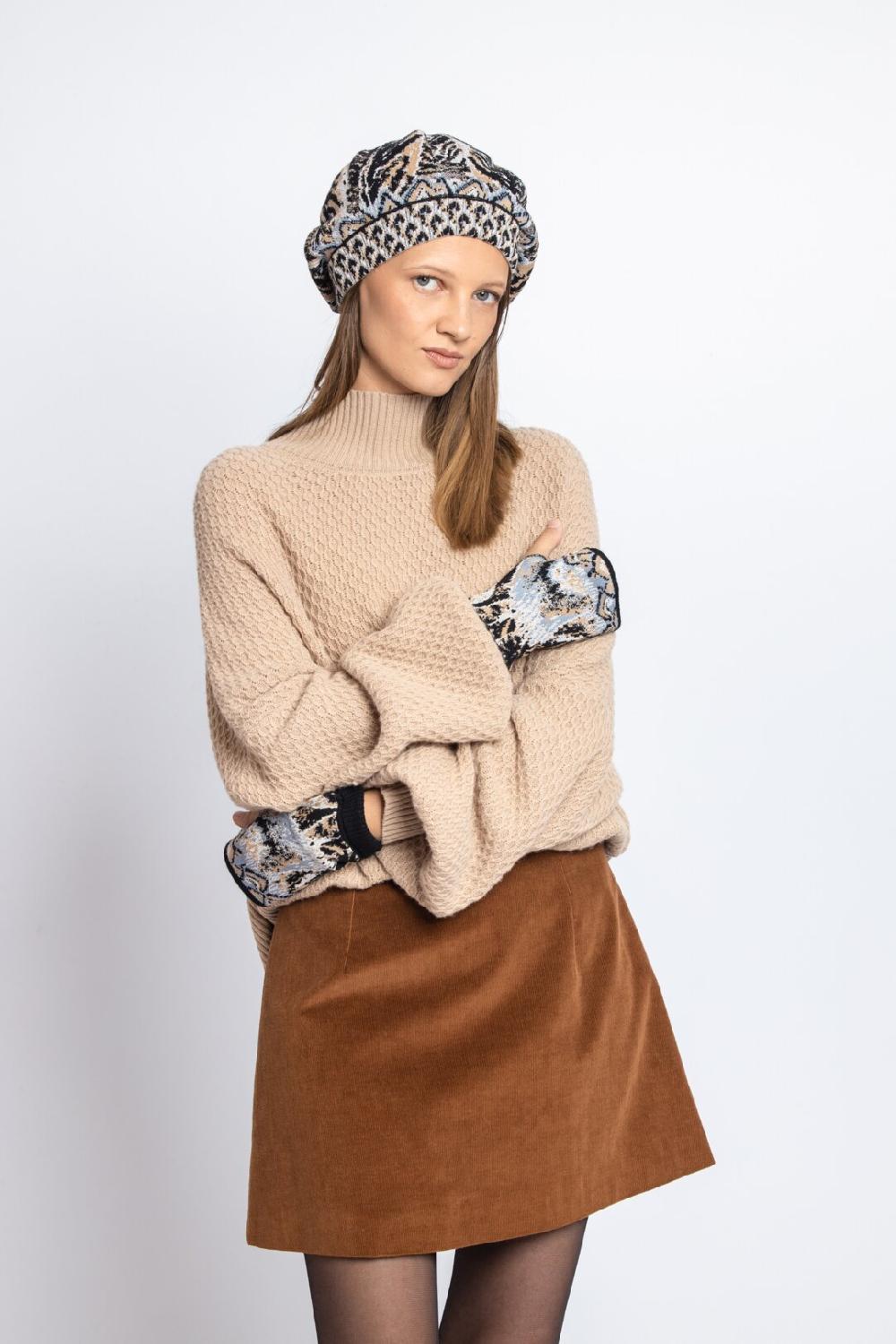 Ivko Woman Cap Pheasant Motif Almond