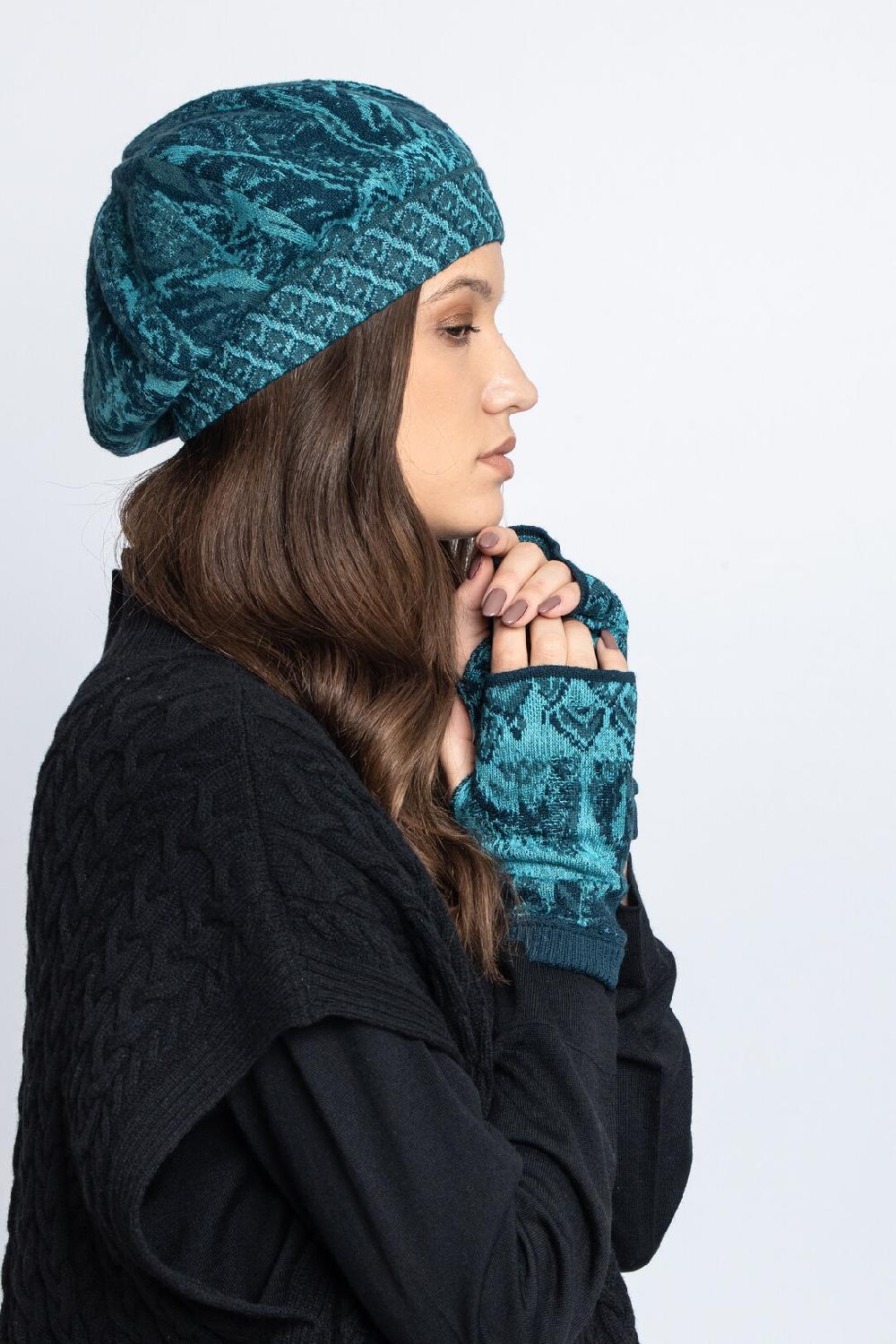 Ivko Woman Cap Pheasant Motif Petrol