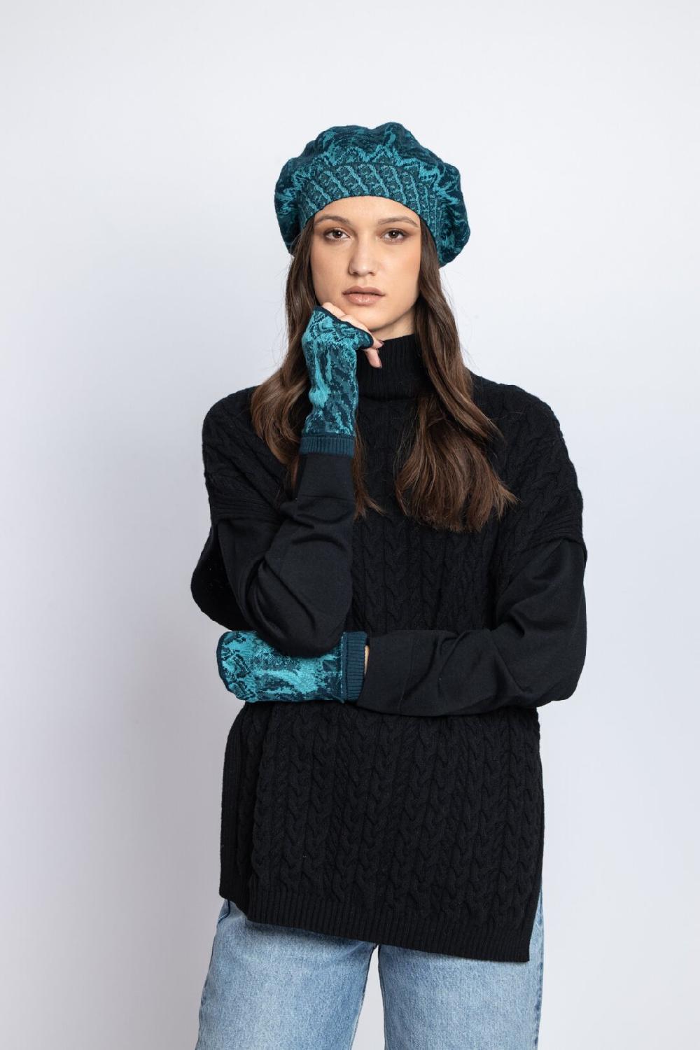 Ivko Woman Cap Pheasant Motif Petrol