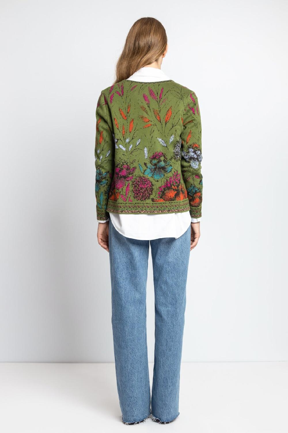 Ivko Woman Cardigan Floral Pattern Forest
