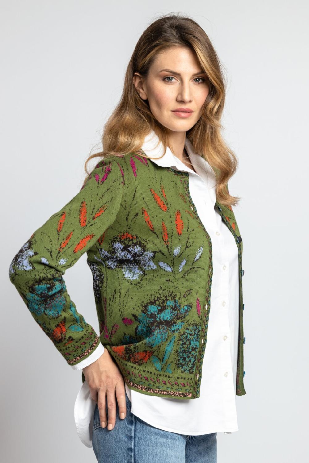 ivko woman Cardigan Floral Pattern Forest
