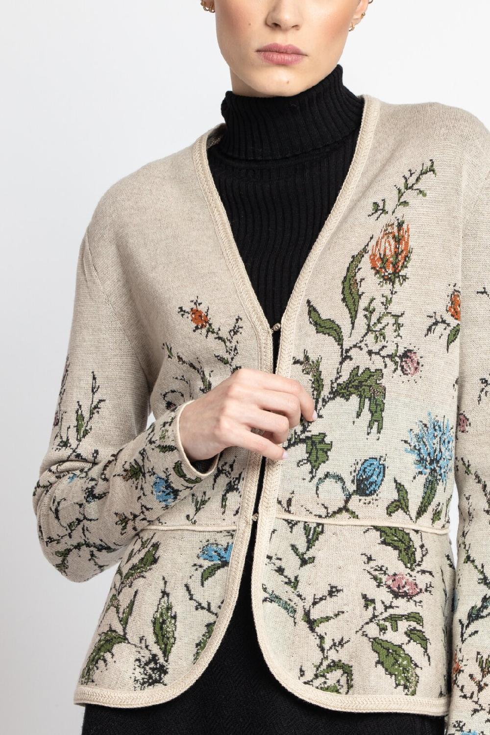 Ivko Woman Cardigan Floral Pattern Off-White